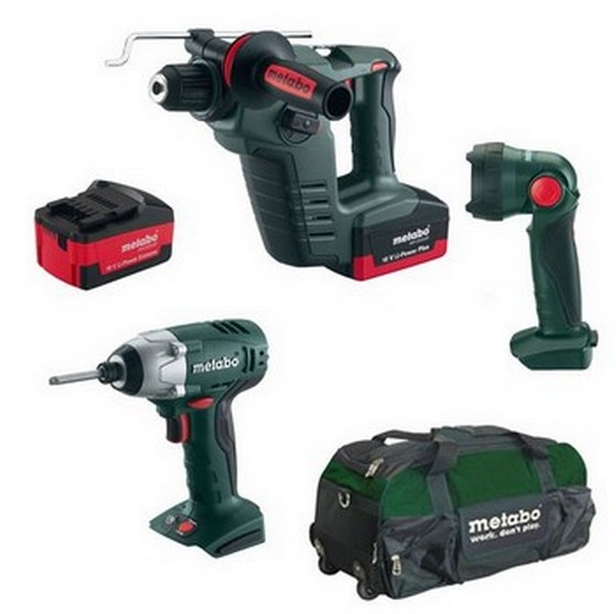 METABO BHA18LTX 2 MODE SDS DRILL + SSD18 IMPACT DRIVER  + TORCH 2 X 4.0ah BATTERIES