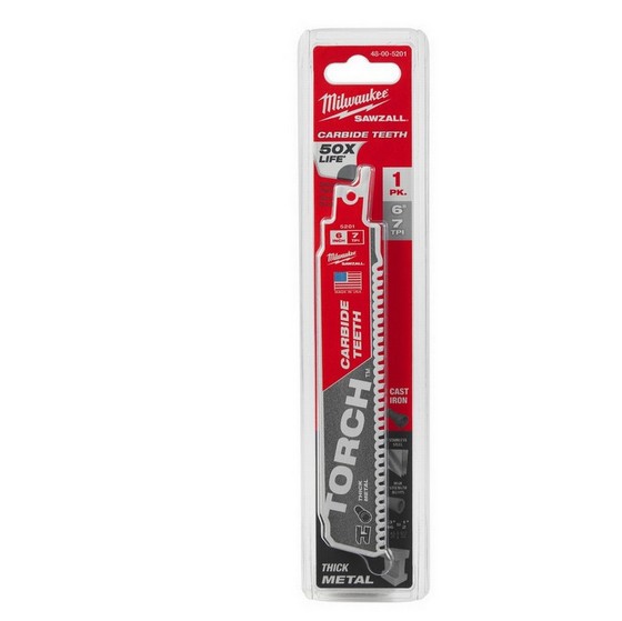 MILWAUKEE 48005201 TORCH CARBIDE RECIPROCATING SAW BLADE 150mm