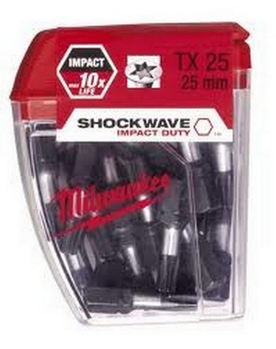 MILWAUKEE 4932352556 SHOCKWAVE TORX SCREW BITS T25 PACK OF 25