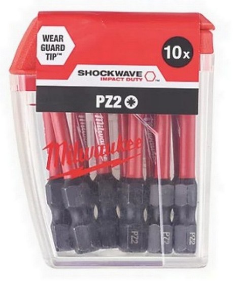 MILWAUKEE 4932430866 SHOCKWAVE POZI SCREWDRIVER BITS PZ2X50MM (PACK OF 10)