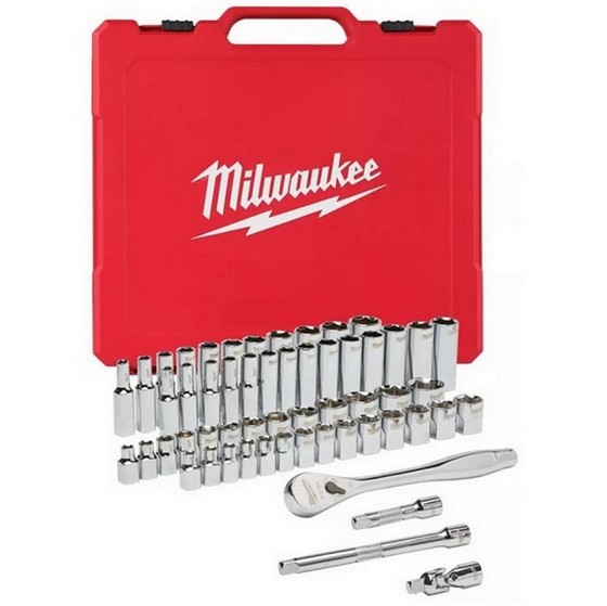 Milwaukee 4932464944 50 Piece 1/4 Inch Drive Ratchet And Socket Set Anglia Tool Centre