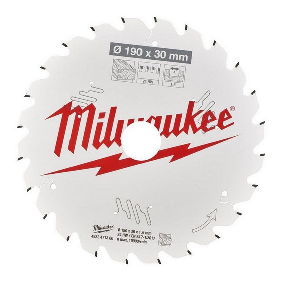 MILWAUKEE 4932471300 CIRCULAR SAW BLADE 24tx1.6x30x190mm