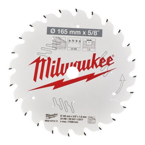 MILWAUKEE 4932471311 CIRCULAR SAW BLADE 24tx1.6x15.87x165mm