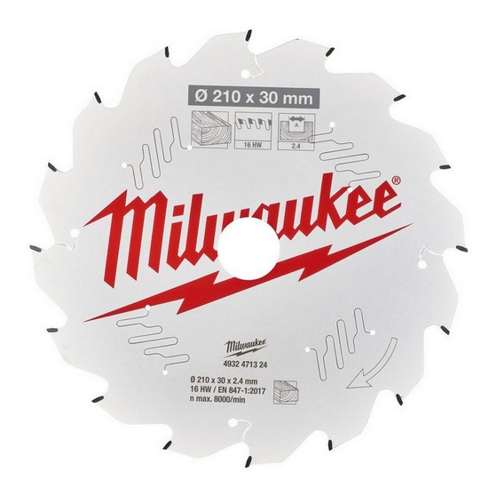 MILWAUKEE 4932471324 CIRCULAR SAW BLADE 16tx2.4x30x210mm