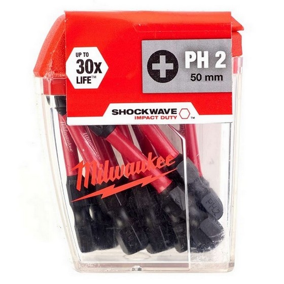 MILWAUKEE 4932472048 SHOCKWAVE PHILLIPS SCREWDRIVER BITS PH2X50MM (PACK OF 10)
