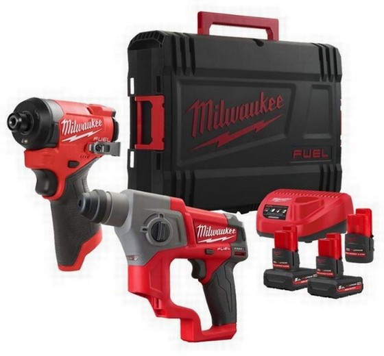 MILWAUKEE M12FPP2M2-5253X 12V BRUSHLESS TWIN PACK 1 X 2.5AH & 2 X 5.0AH HIGH OUTPUT BATTERIES