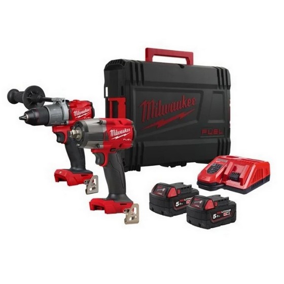 MILWAUKEE M18FPP2AD-502X 18V BRUSHLESS TWIN PACK WITH 2 X 5.0AH BATTERIES & CHARGER