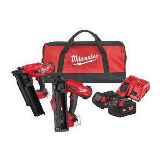 MILWAUKEE M18FPP2BE-522B 18V NAILER TWIN PACK WITH 1 X 5.0AH & 1 X 2.0AH BATTERIES