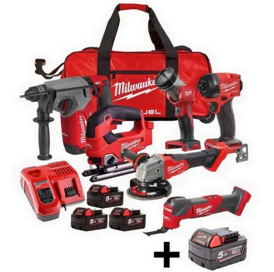 MILWAUKEE M18FPP6L3-503B 18V FUEL 6 PIECE KIT WITH 3 x 5.0ah BATTERIES + FREE 4th 18V 5.0AH BATTERY WORTH £59.99 EX VAT