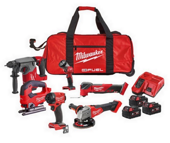 MILWAUKEE M18FPP6L3-503B 18v FUEL 6 PIECE KIT WITH 3 x 5.0ah BATTERIES CHARGER AND BAG