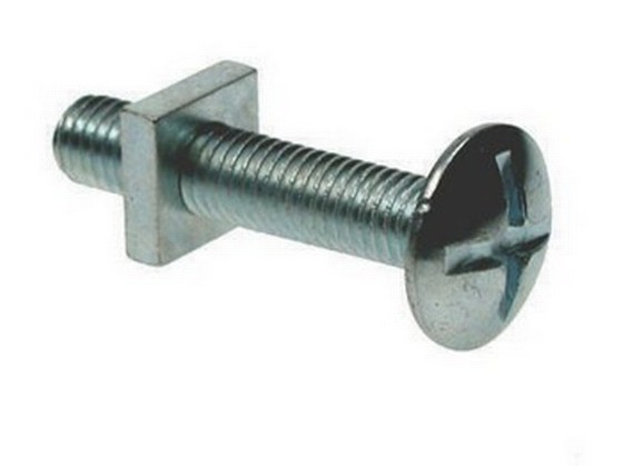 Mushroom Head Roofing Bolt With Nut M6X12mm Bright Zinc Plated