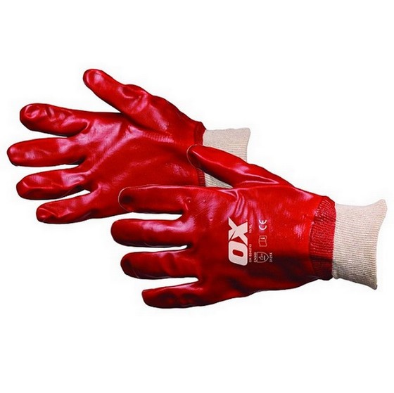 OX PVC KNIT WRIST RED GLOVES EXTRA LARGE