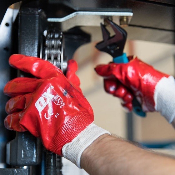 OX PVC KNIT WRIST RED GLOVES EXTRA LARGE