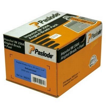 PASLODE GALV ANGLED BRADS & 2 FUEL CELLS FOR IM65A F16 x 45mm (BOX 2000) 300272