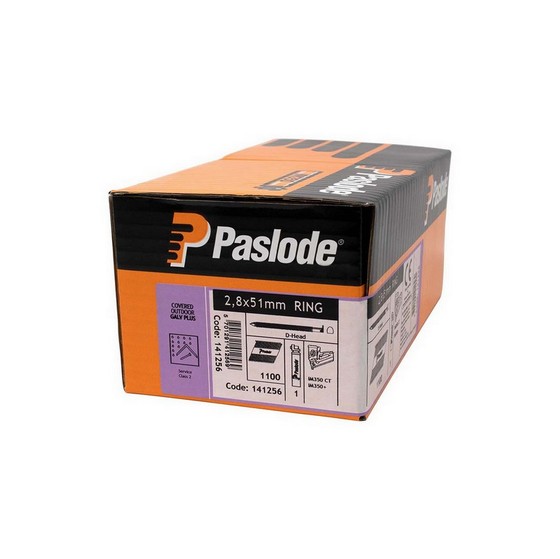 PASLODE GALV PLUS RING NAILS & 1 FUEL CELL FOR IM350 51 x 2.8mm (BOX 1100) 141256