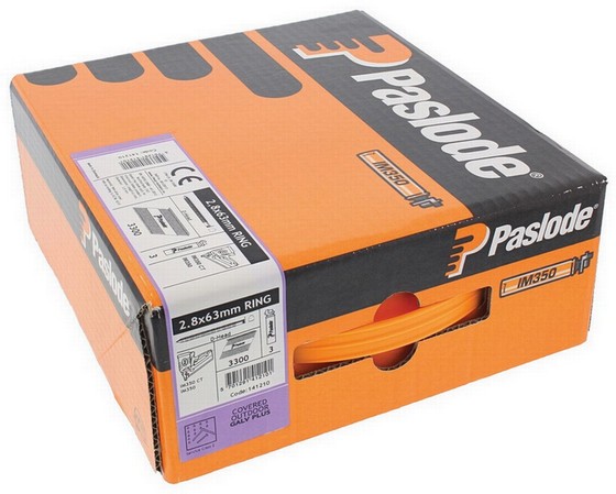 PASLODE GALV PLUS RING ROOF BATTEN NAIL & 1 FUEL CELL FOR IM350  63 x 3.1mm (BOX 1100) 141273