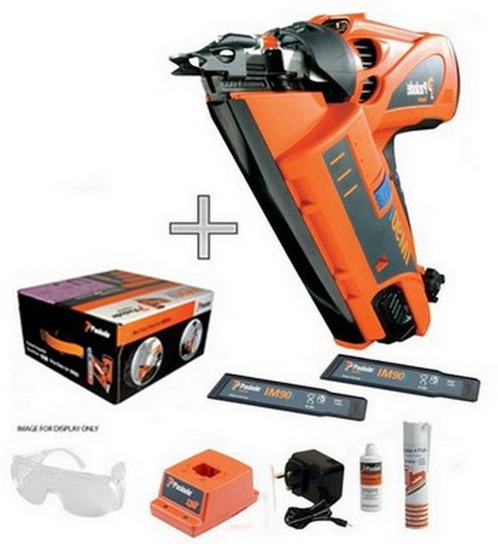 Paslode Im90i 1st Fix Nailer 2 X 6v 1.5ah Nimh Batteries + 142029 75mm