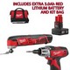 MILWAUKEE C12D 12V SCREWDRIVER WITH C12MT MULTI TOOL 2 X 1.5ah RED LITHIUM BATTERIES + 3Rd BATTERY & KIT BAG