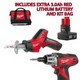MILWAUKEE C12D 12V SCREWDRIVER WITH C12HZ HACKSAW 2 X 1.5ah RED LITHIUM BATTERIES + 3Rd BATTERY & KIT BAG