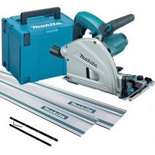 Makita 165mm Circular Plunge Saw With 2x 1.5m Rails, Connector And Makpac Case - Anglia Tool Centre