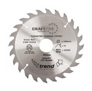 TREND CSB/18424A MEDIUM/COARSE FINISH TCT CIRCULAR SAW BLADE 24TX30X184MM