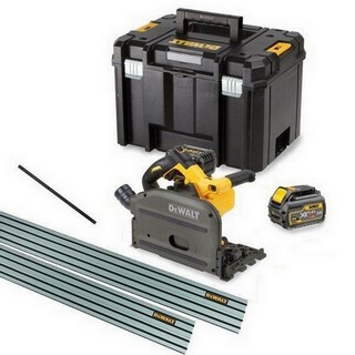 DEWALT DCS520T2-GB 54v FLEXVOLT XR PLUNGE SAW WITH 2 x LI-ION BATTS & 2 x RAILS & JOINING BAR