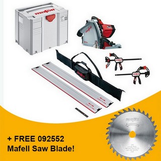 MAFELL 917632 MT55 1400W PLUNGE SAW KIT 230V WITH 2X 1.6M RAILS, 2X CLAMPS, 1X CONNECTOR, RAIL BAG & FREE BLADE