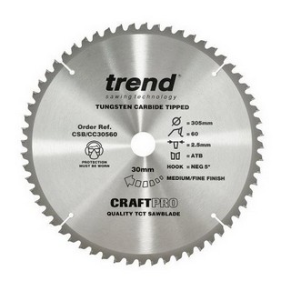 TREND CSB/CC30560T MITRE SAW CROSSCUTTING TCT CIRCULAR SAW BLADE 60TX30X305MM