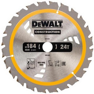DEWALT DT1951-QZ CONSTRUCTION CIRCULAR SAW BLADE 24T X 20 X 184 MM