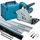 MAKITA SP6000J1 165MM CIRCULAR PLUNGE SAW 240V WITH 2X 1.5M RAILS, CONNECTOR, CLAMP SET, RAIL BAG AND MAKPAC CASE