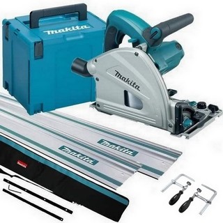 MAKITA SP6000J1 165MM CIRCULAR PLUNGE SAW 240V WITH 2X 1.5M RAILS, CONNECTOR, CLAMP SET, RAIL BAG AND MAKPAC CASE