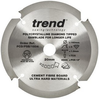 TREND PCD/FSB/1604 PCD FIBRE CEMENT SAW BLADE 4TX20X160MM