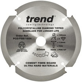 TREND PCD/FSB/1654 PCD FIBRE CEMENT SAW BLADE 4TX20X165MM
