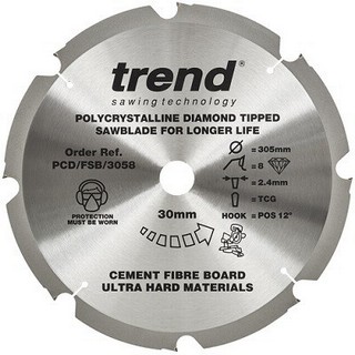 TREND PCD/FSB/3058 PCD FIBRE CEMENT SAW BLADE 8TX30X305MM