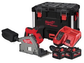 MILWAUKEE 4933478779 M18FPS55-552P 18V PLUNGE SAW GB2 WITH 2 X 5.5AH HIGH OUTPUT BATTERIES AND FAST CHARGER IN A PACKOUT TOOLBOX