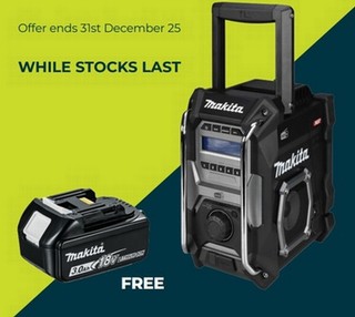 MAKITA MR003GZ01 18V LXT DAB/DAB+ SITE RADIO 240V + FREE BATTERY (Worth £47.99 inc vat)