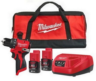 MILWAUKEE M12BLDDRC-202B 12v BRUSHLESS DRILL DRIVER 2 x 2.0ah BATTERIES CHARGER AND BAG