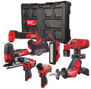 MILWAUKEE M12FPP7B2-622P 12V FUEL BRUSHLESS 7 PIECE KIT 1 X 6.0AH & 1 X 2.0AH LI-ION BATTERY & 2 x PACKOUT CARRY CASE
