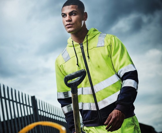 REGATTA TRF625 PRO HI-VIS ZIP HOODIE YELLOW/NAVY LARGE TRF625 20770