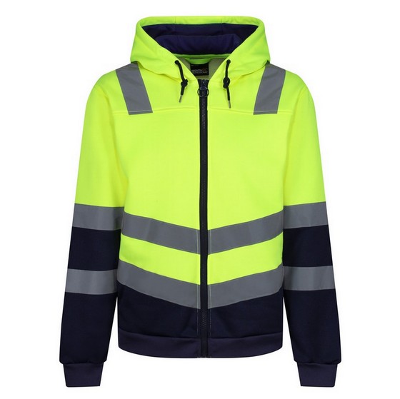 REGATTA TRF625 PRO HI-VIS ZIP HOODIE YELLOW/NAVY XLARGE TRF625 20780
