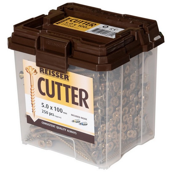 REISSER CUTTER WOODSCREWS 5 X 50MM HIGH PERFORMANCE CSK SCREWS (TUB OF 600)