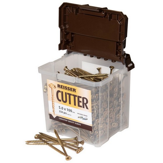 REISSER CUTTER WOODSCREWS 5 X 50MM HIGH PERFORMANCE CSK SCREWS (TUB OF 600)