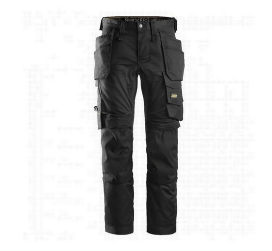 SNICKERS 6241 AW STRETCH SLIM TROUSER BLACK/GREY 32L 33W 62410404048