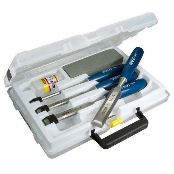 STANLEY STA016130 4 PIECE CHISEL SET WITH OIL STONE