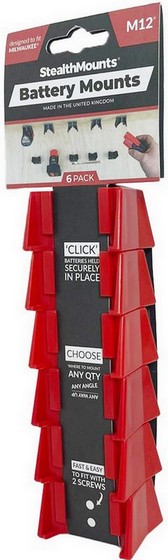 STEALTHMOUNTS BATTERY MOUNTS MILWAUKEE M12 (RED) PACK OF 6