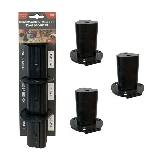 STEALTHMOUNTS TOOL MOUNTS MILWAUKEE M12 (BLACK) PACK OF 3