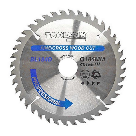 TOOLPAK BL184D 184MM X 30MM X 40T PROFESSIONAL TCT SAW BLADE