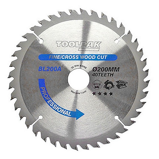 TOOLPAK BL200A 200MM X 30MM X 40T PROFESSIONAL TCT SAW BLADE