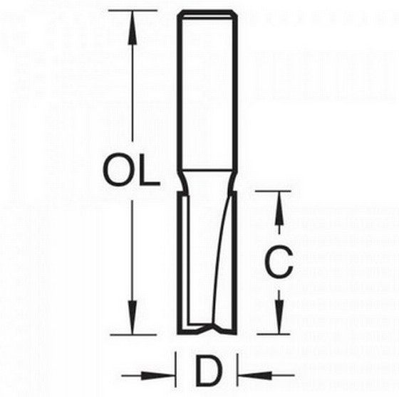 TREND 3/22X1/4TC 1/4" SHANK TCT 2 FLUTE CUTTER BIT 6.3mm