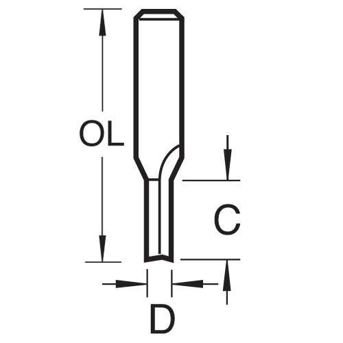 TREND 3/61X1/2TC TWO FLUTE CUTTER 1/2 INCH SHANK 10MM DIAMETER X 25MM